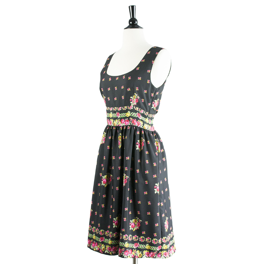Frock Shop | Silky Black Bright Floral Print Sleeveless Fit & Flare Dress — image 2 of 4